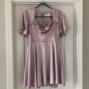 Maniju baby pink satin dress with sleeves size medium